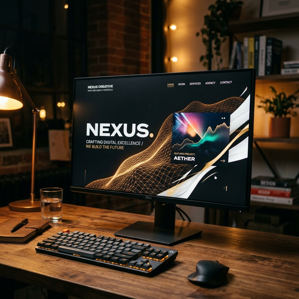 A beautiful website layout displayed on a sleek monitor.