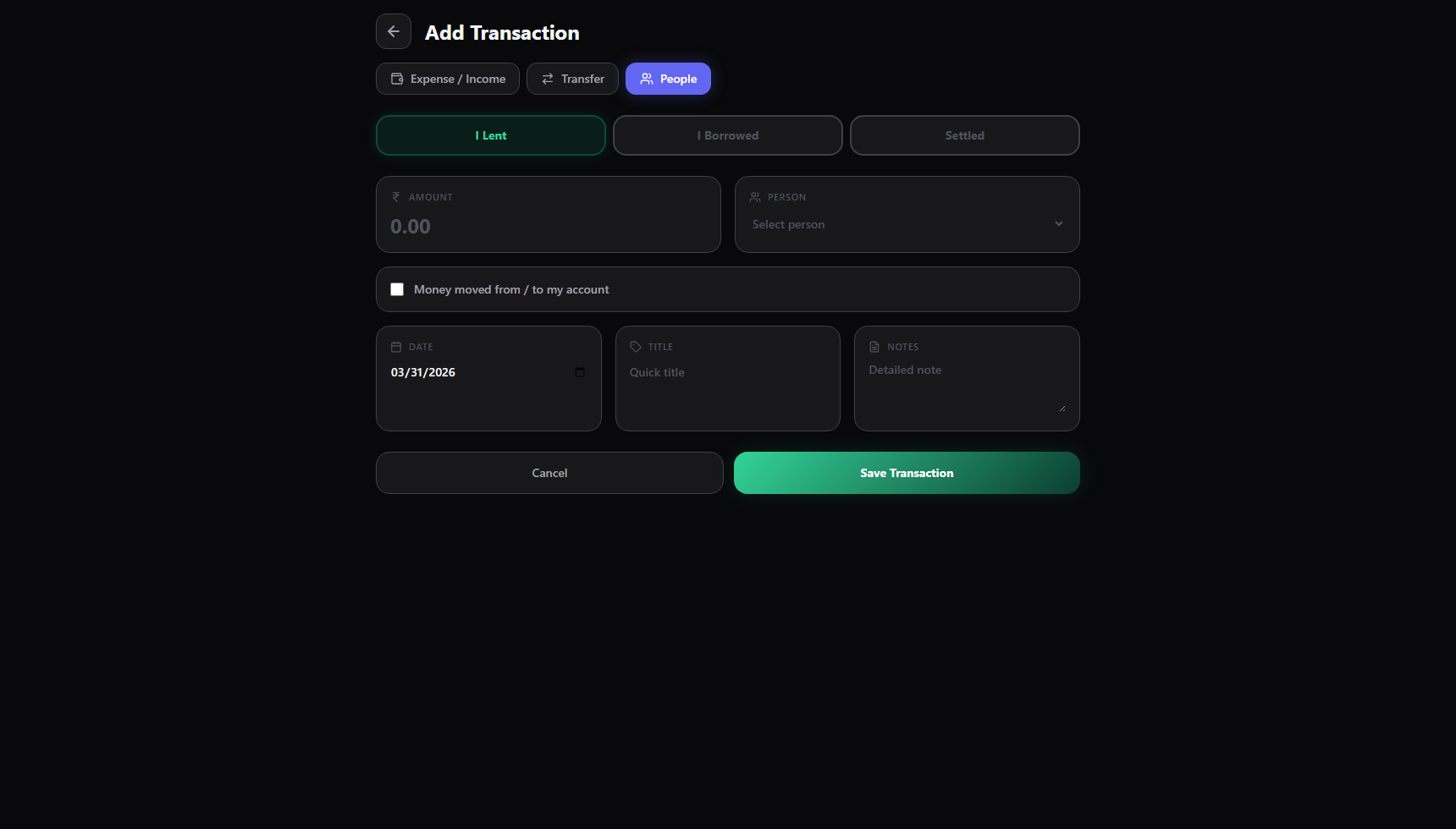 Add transaction - people