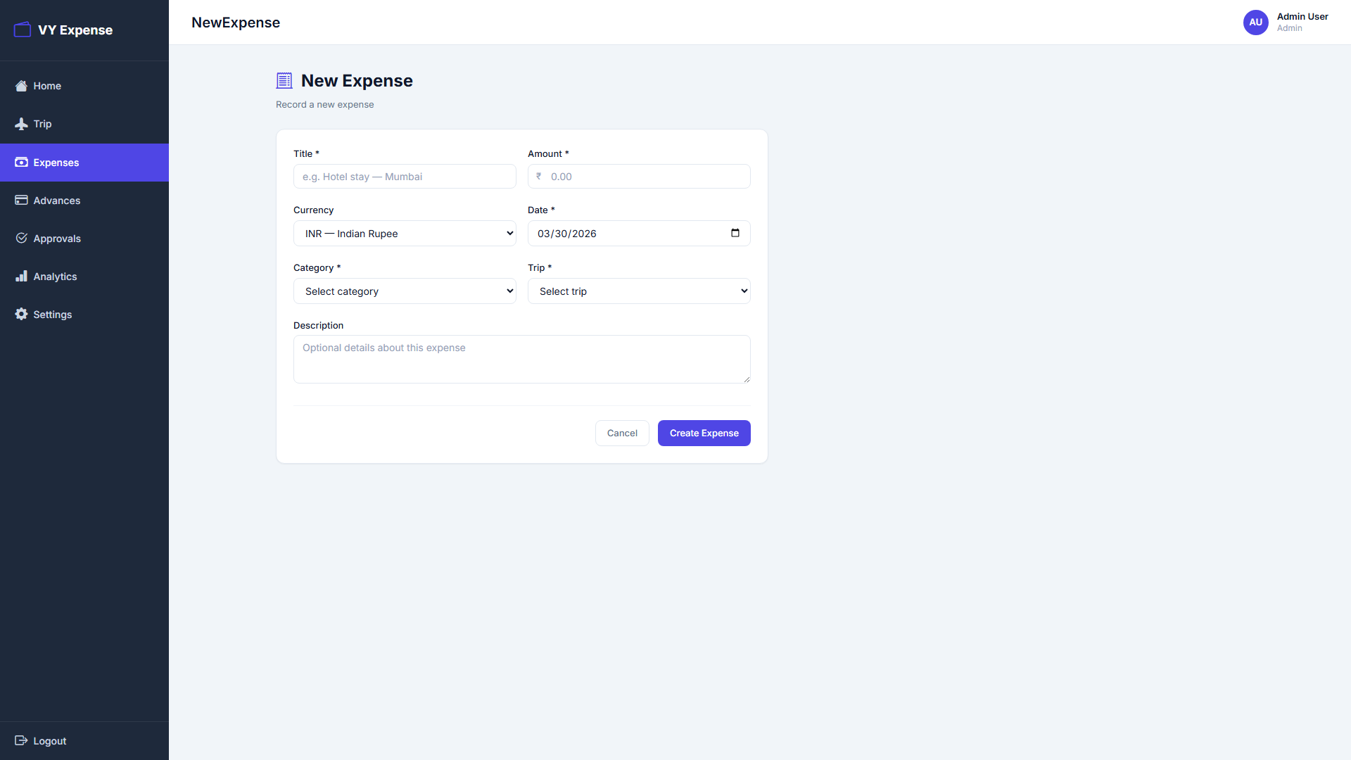 New expense form