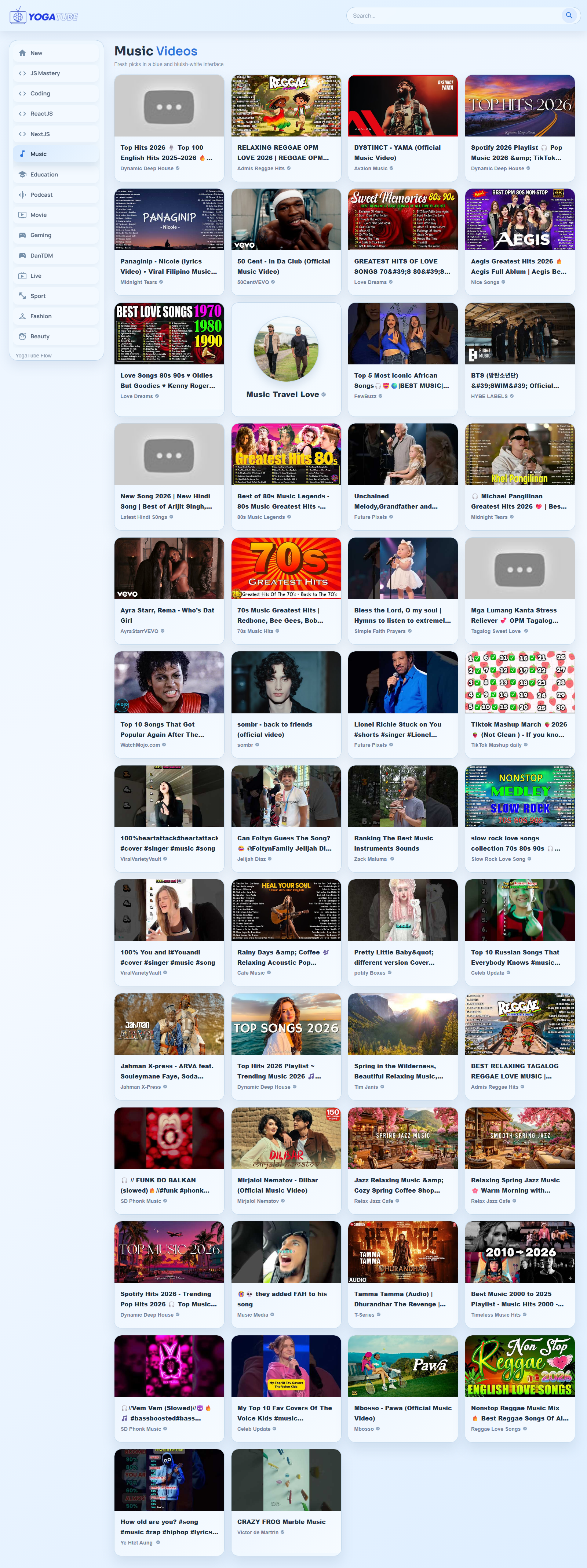 Music category (desktop)