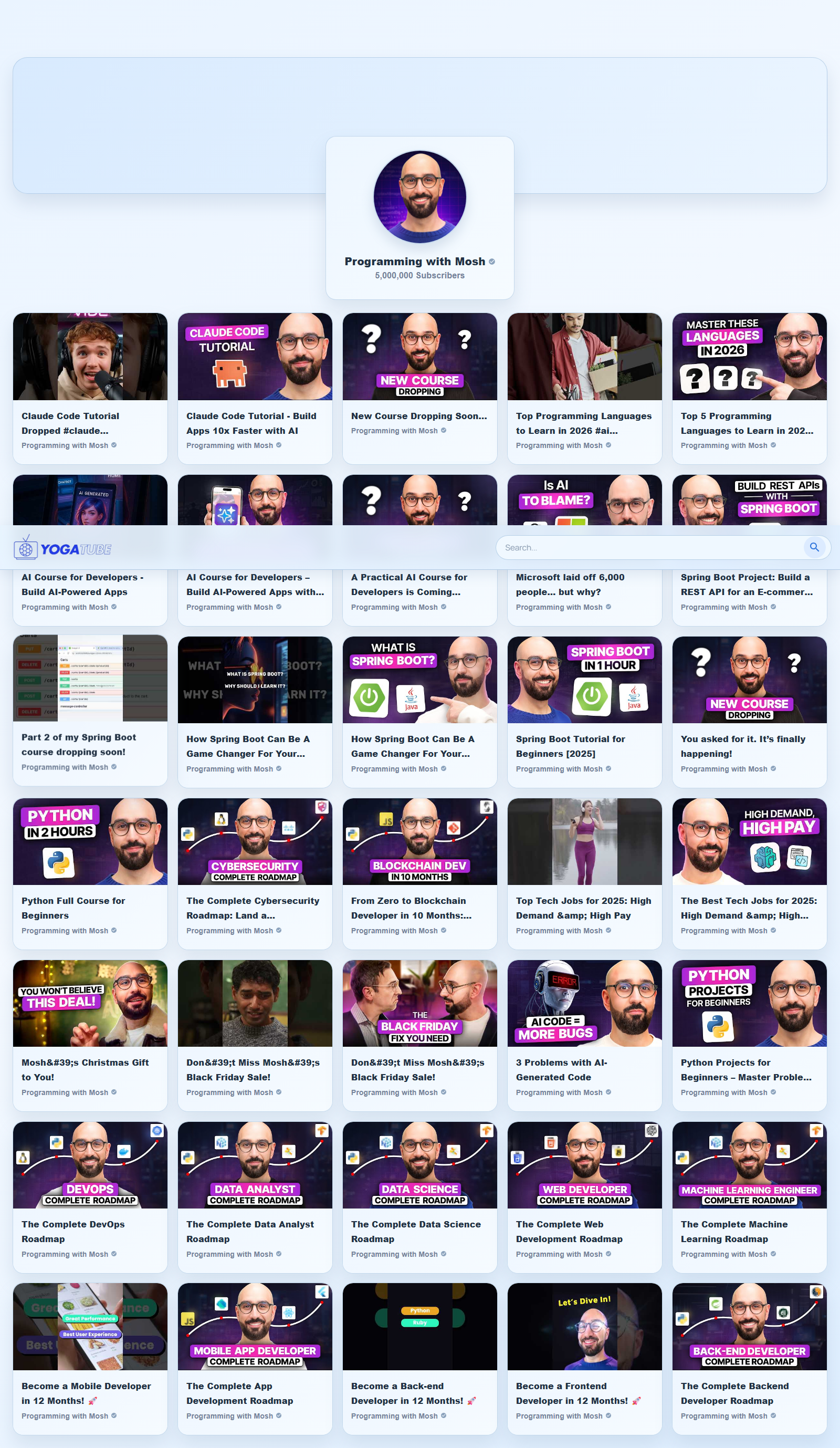 Channel uploads list (desktop)